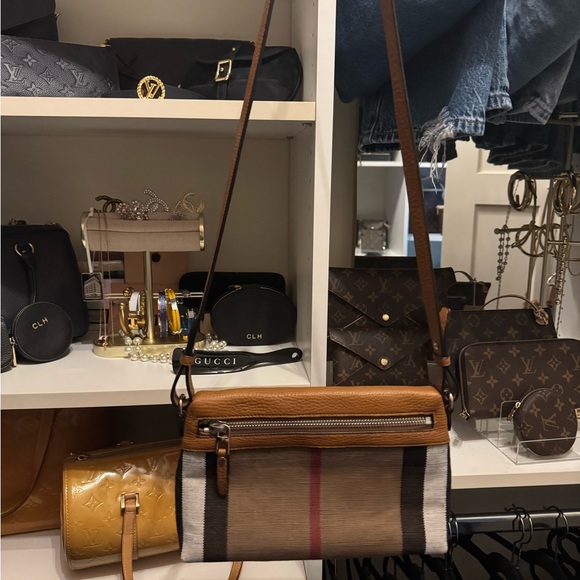 Burberry Tan and Gray small canvas and leather Crossbody Bag - Picture 2 of 7